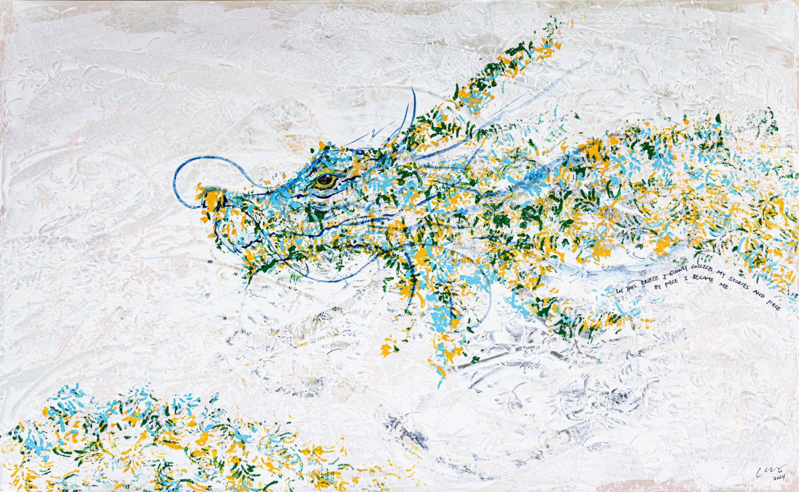 Demos Chiang, IN BREEZE, 2024, Canvas, Mixed Media, 83 x 134 cm. Image courtesy of Whitestone Gallery.