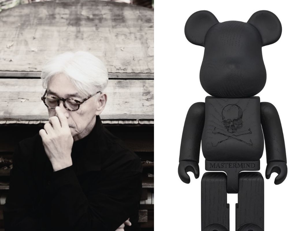 右圖為與品牌Mastermind World聯名系列,左圖為已故日本傳奇音樂家坂本龍一