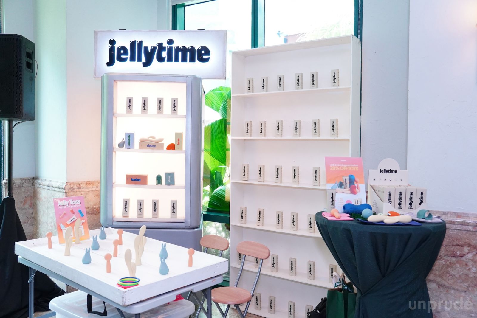 Products and games on display at the Jellytime booth