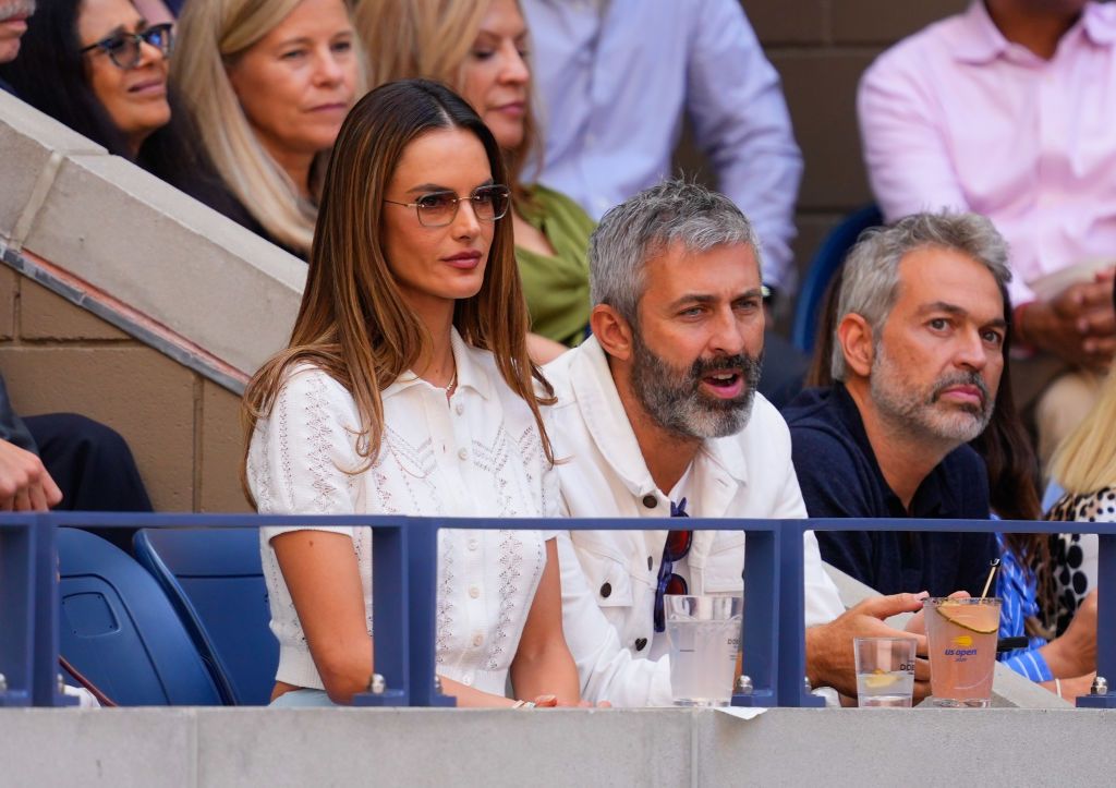 NEW YORK, NEW YORK - SEPTEMBER 08: Alessandra Ambrosio and Jamie Mazur are seen at the 2024 US Open Tennis Championships on September 08, 2024 in New York City. (Photo by Gotham/GC Images)