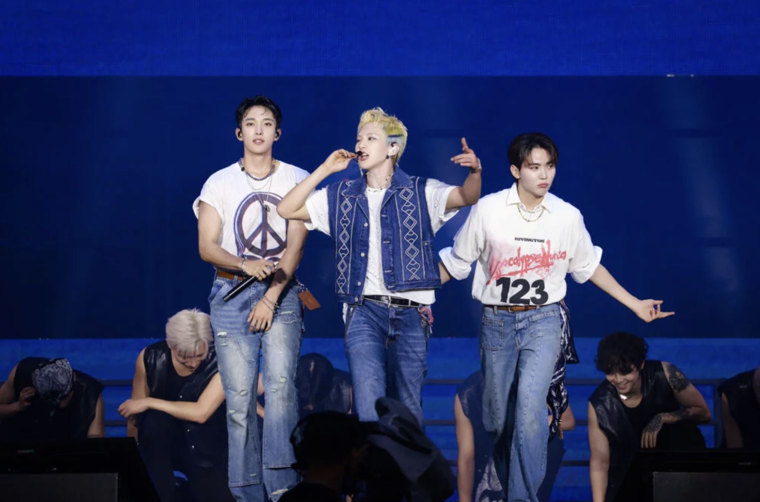 BSS (Seungkwan, Dokyeom, and Hoshi) performing their hit song ‘Fighting’ (Photo: Pledis Entertainment)