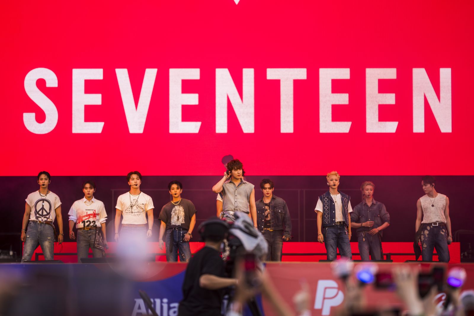 Members of the korean K-pop band Seventeen perform live on stage during a concert during day 2 of Lollapalooza 2024 at Olympic Stadium on September 08, 2024 in Berlin, Germany (Photo: Gina Wetzler/Redferns)