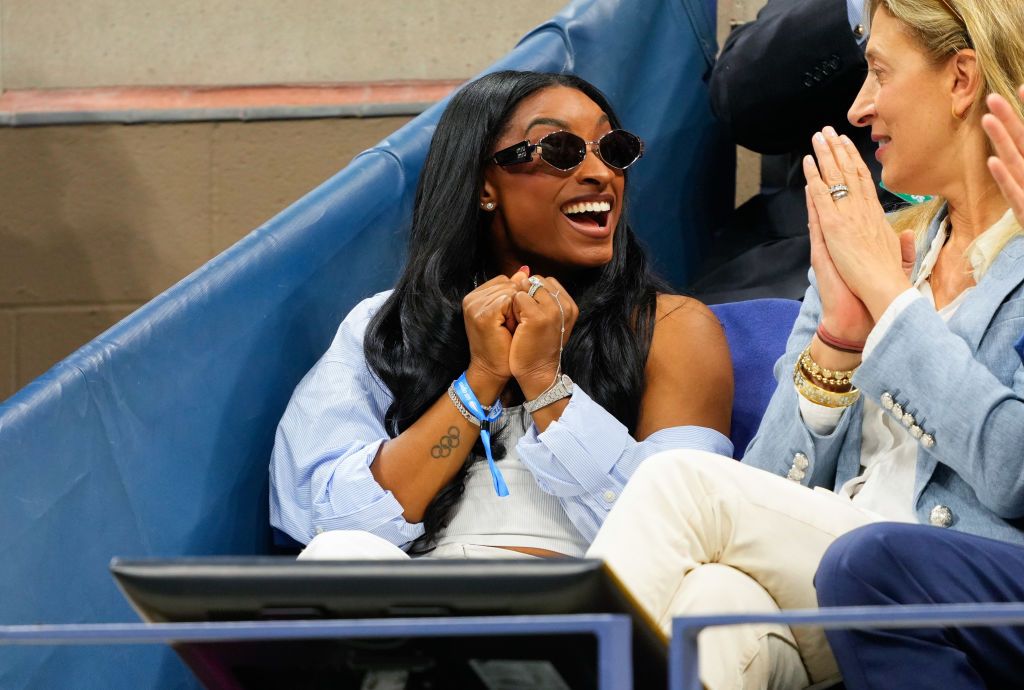 NEW YORK, NEW YORK - SEPTEMBER 04: Simone Biles attends Day 10 of the 2024 US Open Tennis Championships on September 04, 2024 in New York City. (Photo by Gotham/GC Images)
