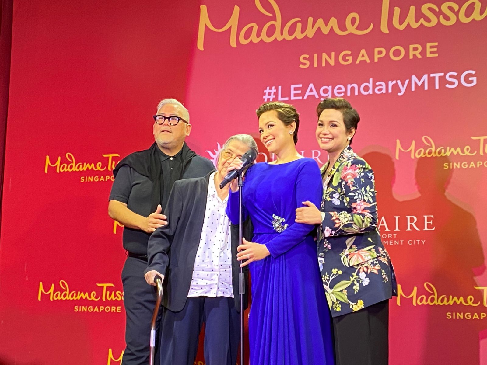 (L-R) Rajo Laurel, Mommy Ligaya, Lea Salonga and her wax figure (Photo: Jove Moya)