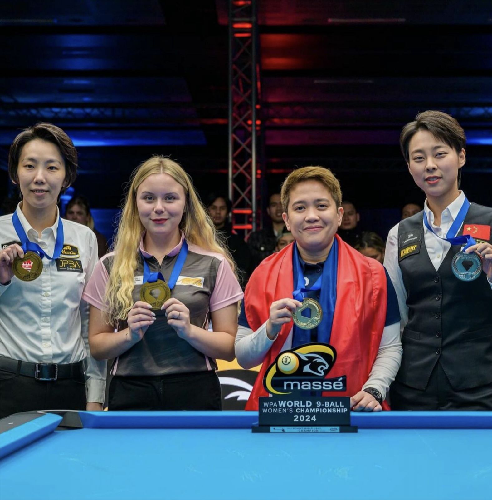 Rubilen Amit and her competitors at the Massé WPA Women’s World 9-Ball Championships (Photo: Instagram / Rubilen Amit)