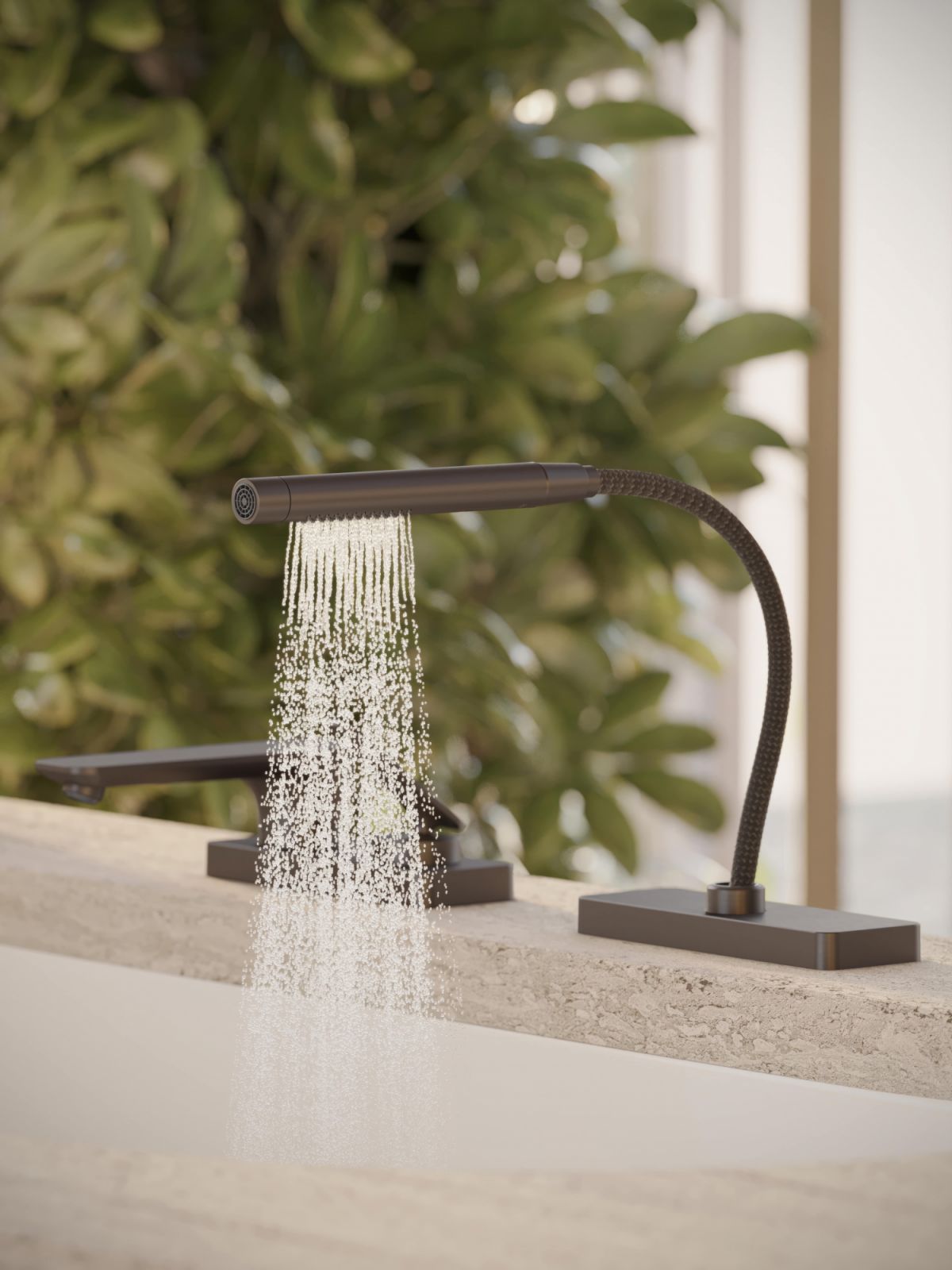 Minimalist fixtures at the bath tub (Photo: Courtesy of AXOR)