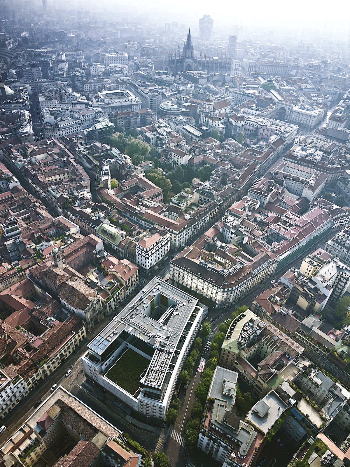 The aerial view of Armani Hotel Milano
