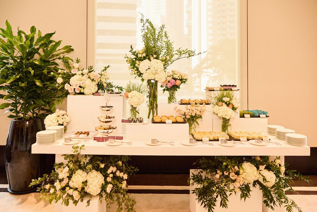 The afternoon tea spread looks as delectable as it is beautiful