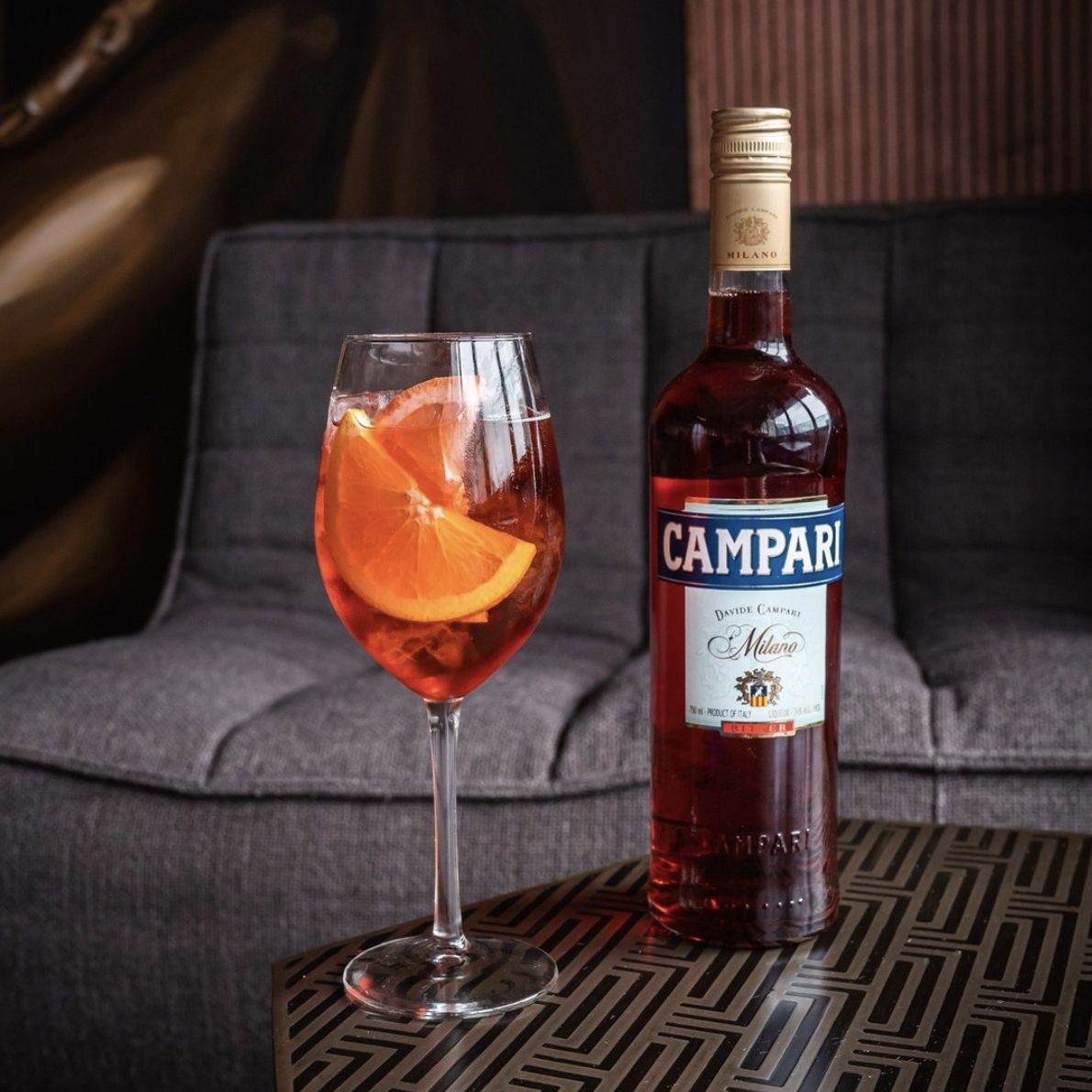 A negroni sbagliato and a bottle of Campari (Photo: Instagram / @campariusa)