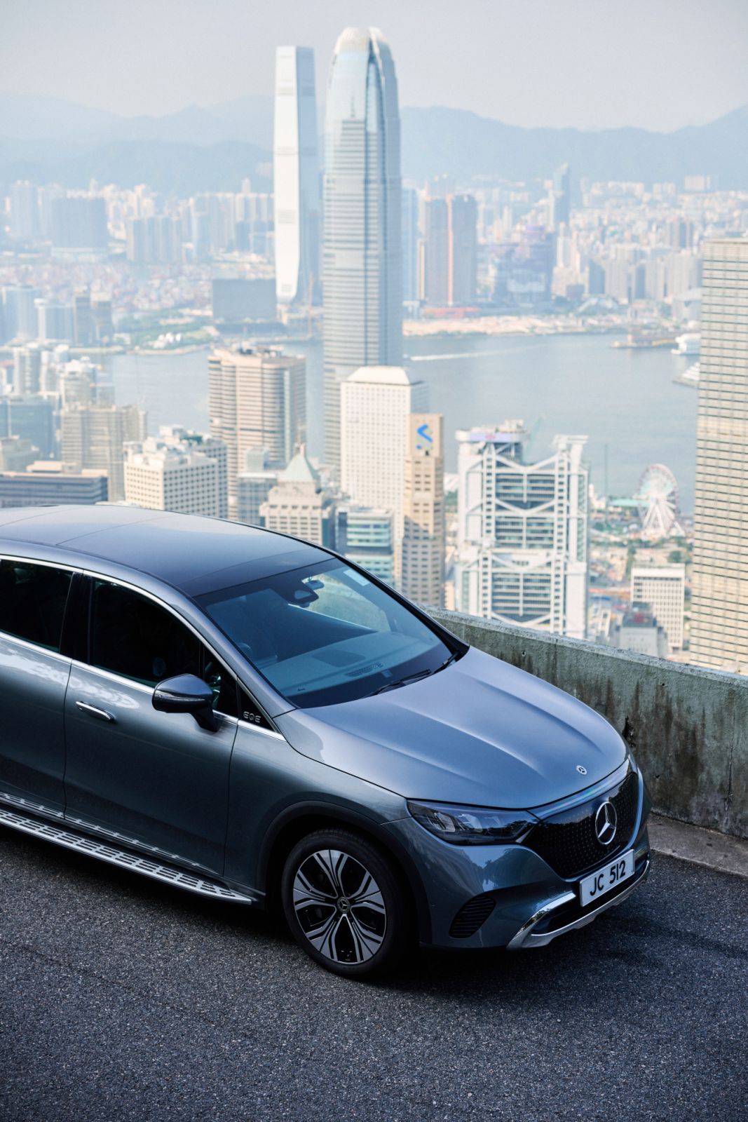 The Mercedes-Benz EQE SUV on Barker Road at Hong Kong’s Victoria Peak (Photo: Zed Leets/Tatler Hong Kong)