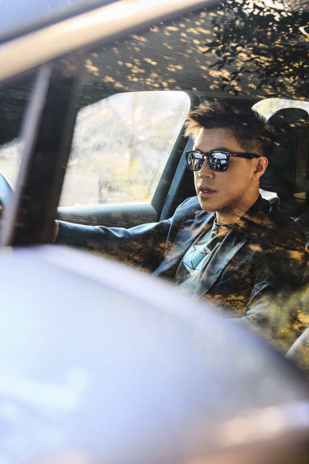 Siu in the Mercedes-Benz EQE SUV (Photo: Zed Leets/Tatler Hong Kong)