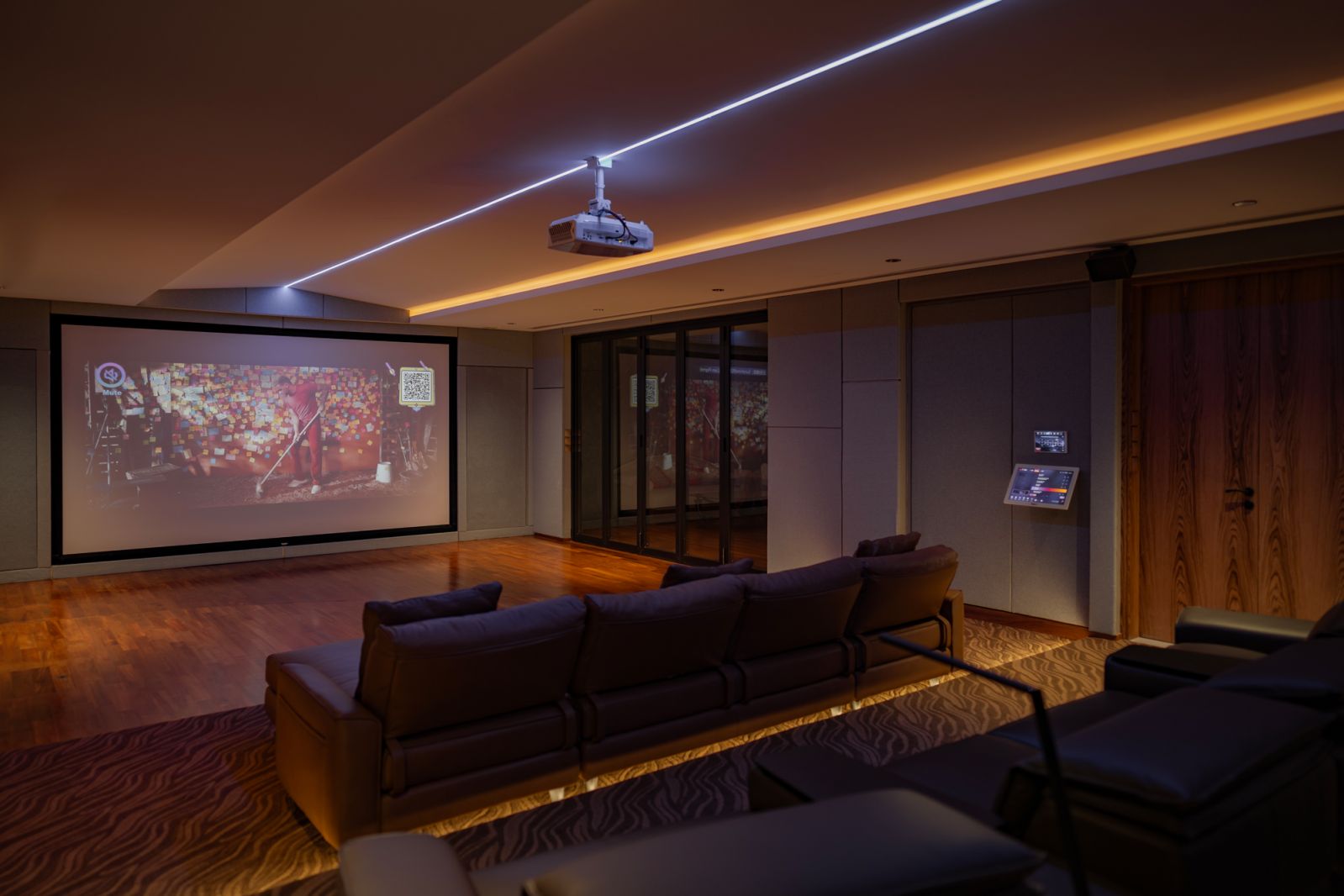 The cutting-edge home theatre featuring a state-of-the-art sound system