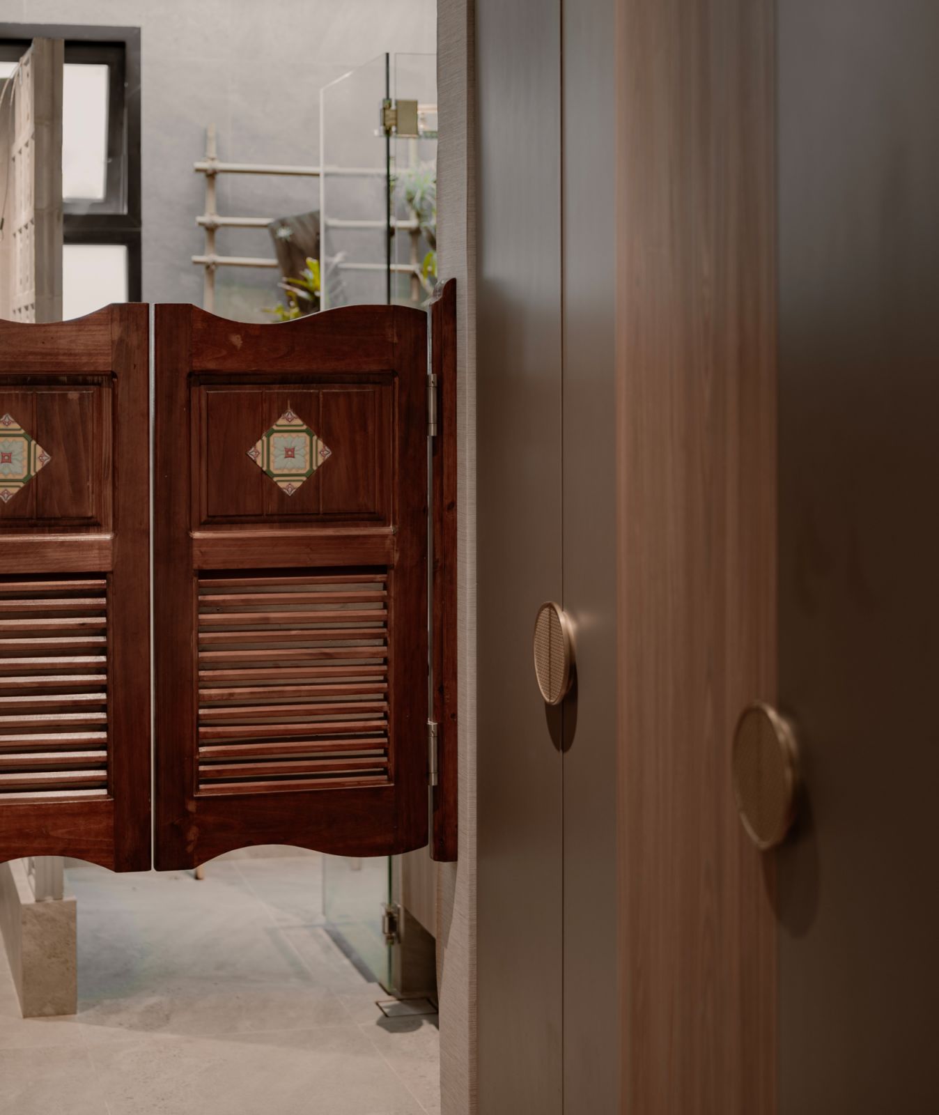 Charming details lend this ensuite entrance rustic character