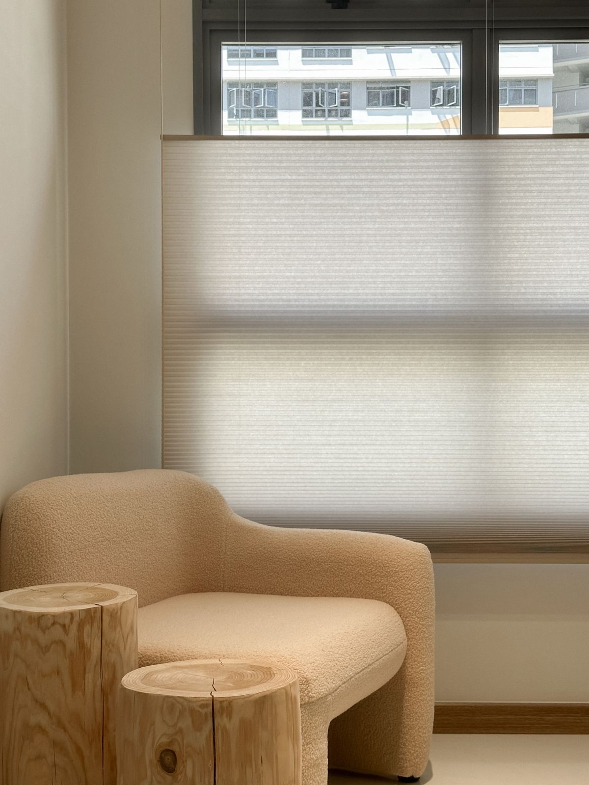 A close-up view of the Coesa top-down bottom-up honeycomb blinds