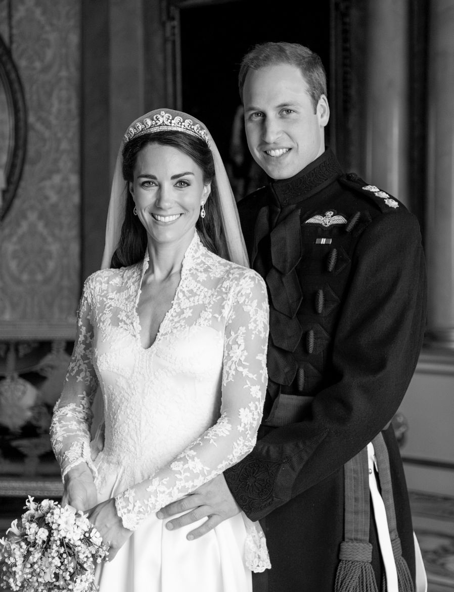 The Prince and Princess of Wales on their wedding day. The Princess of Wales pictured with the Cartier Halo Tiara (Photo: Instagram / @princeandprincessofwales)
