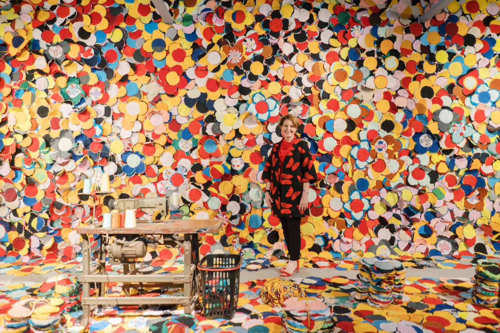 H.E. MaryKay Carlson at the colourful installation by Raffy Napay, titled ‘MANAnahi’ (2022) for Metrobank Art & Design Excellence’ 40th anniversary exhibition