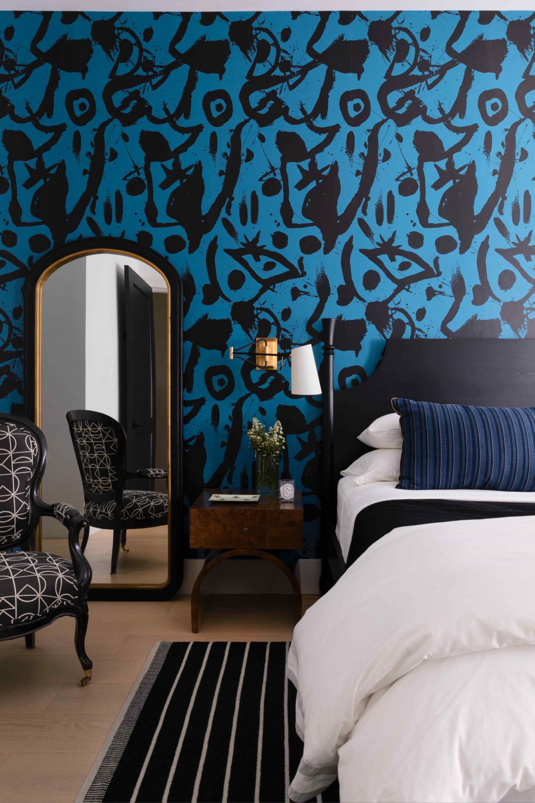 The Chris Benz wallpaper adds an eclectic punch