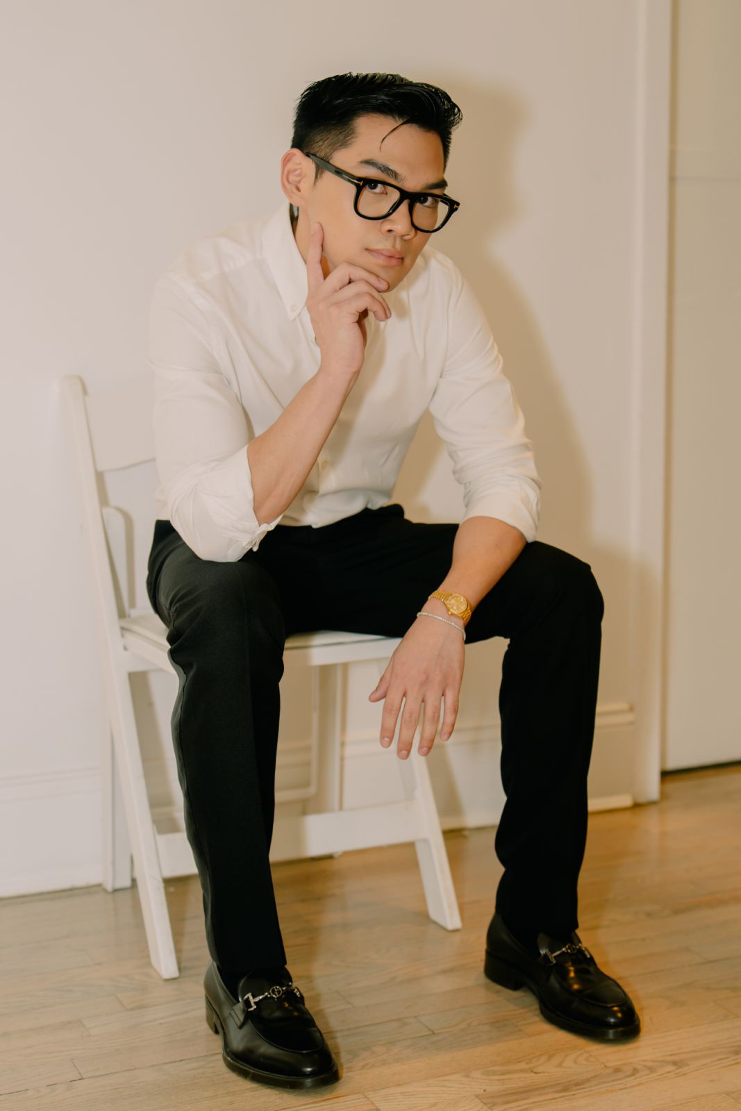 Chris Nick poses backstage at his New York Fashion Week show (Photo: Kaustav Sarkar)