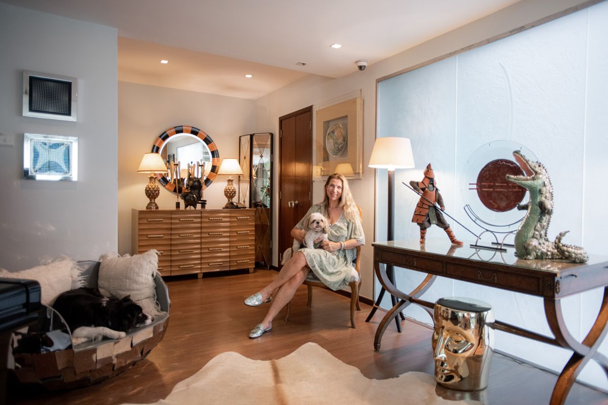 Isabelle Miaja at home, surrounded by the things she loves the most