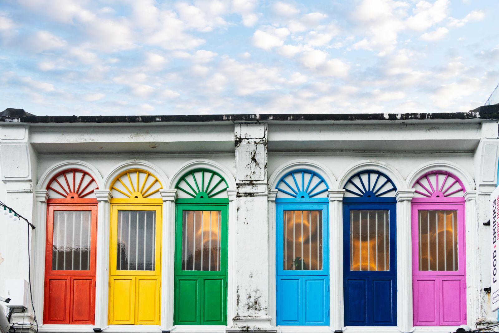 Colorful window on vintage building in Phuket