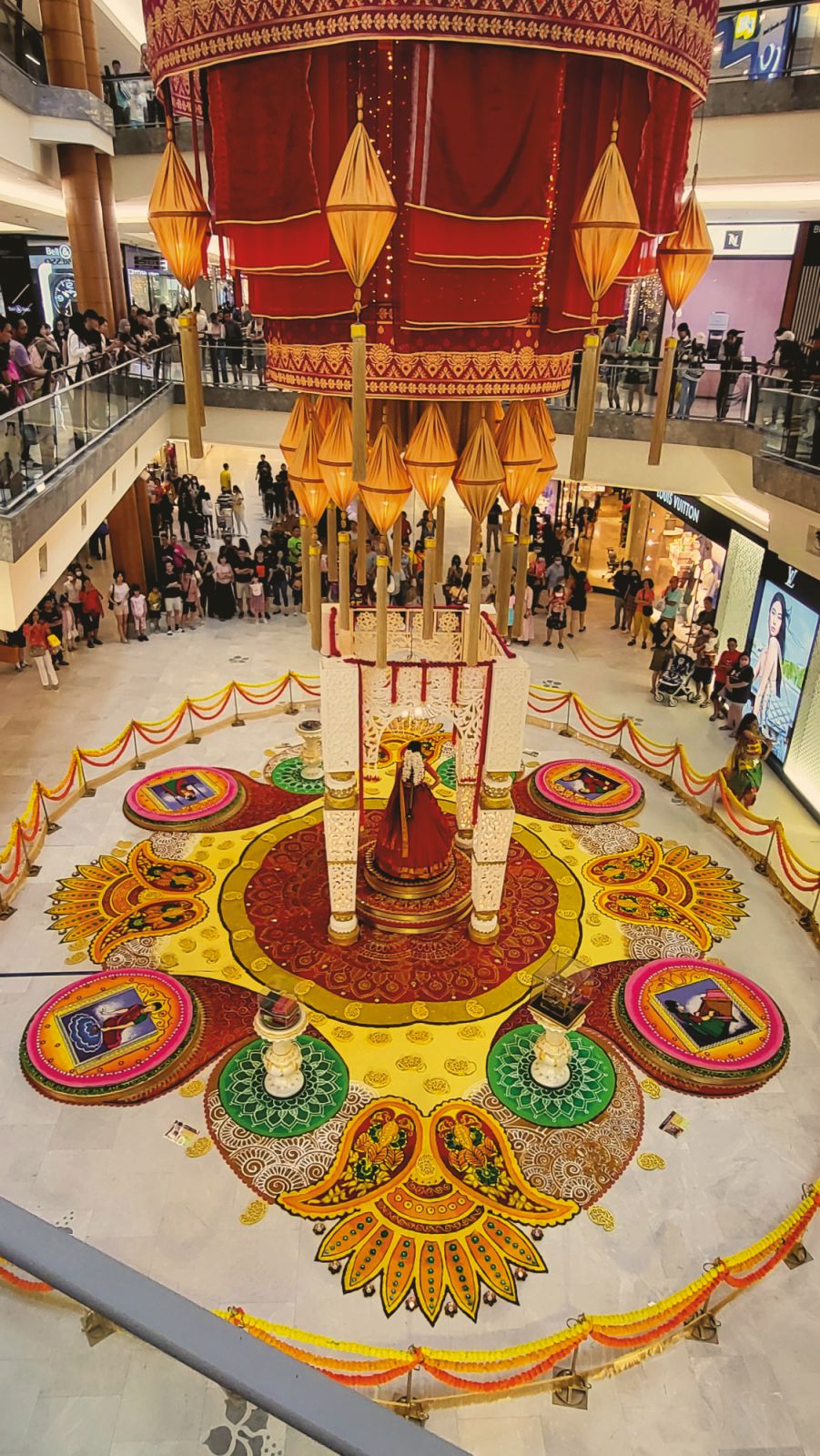 3D Kolam design for The Gardens Mall showcasing the beauty of Kanchipuram sarees