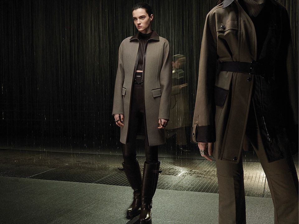 Leather was worn in polished layers and silhouettes throughout the show