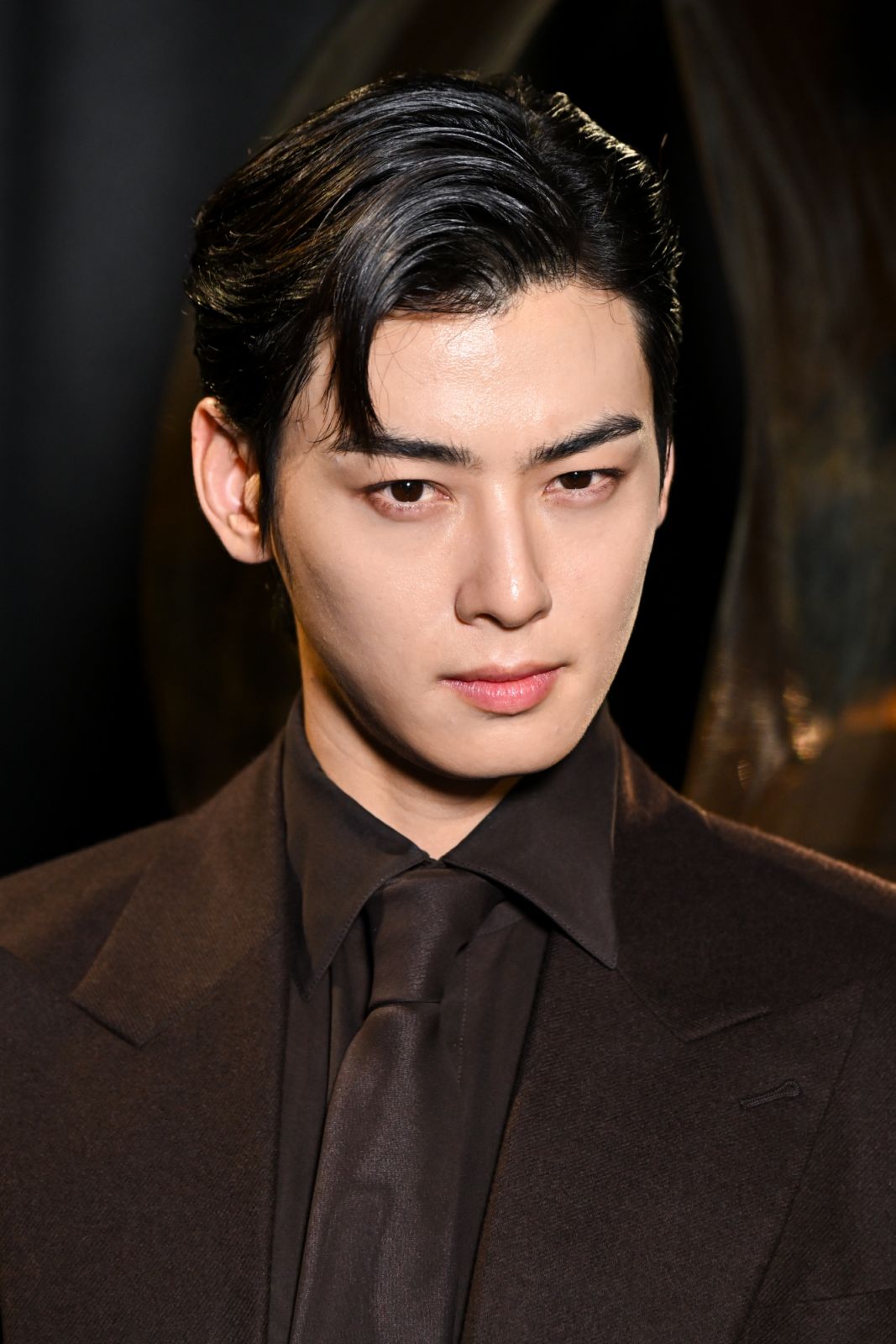 PARIS, FRANCE - SEPTEMBER 24: (EDITORIAL USE ONLY - For Non-Editorial use please seek approval from Fashion House) Eun-Woo Cha attends the Saint Laurent Womenswear Spring-Summer 2025 show as part of Paris Fashion Week on September 24, 2024 in Paris, France. (Photo by Stephane Cardinale - Corbis/Corbis via Getty Images)