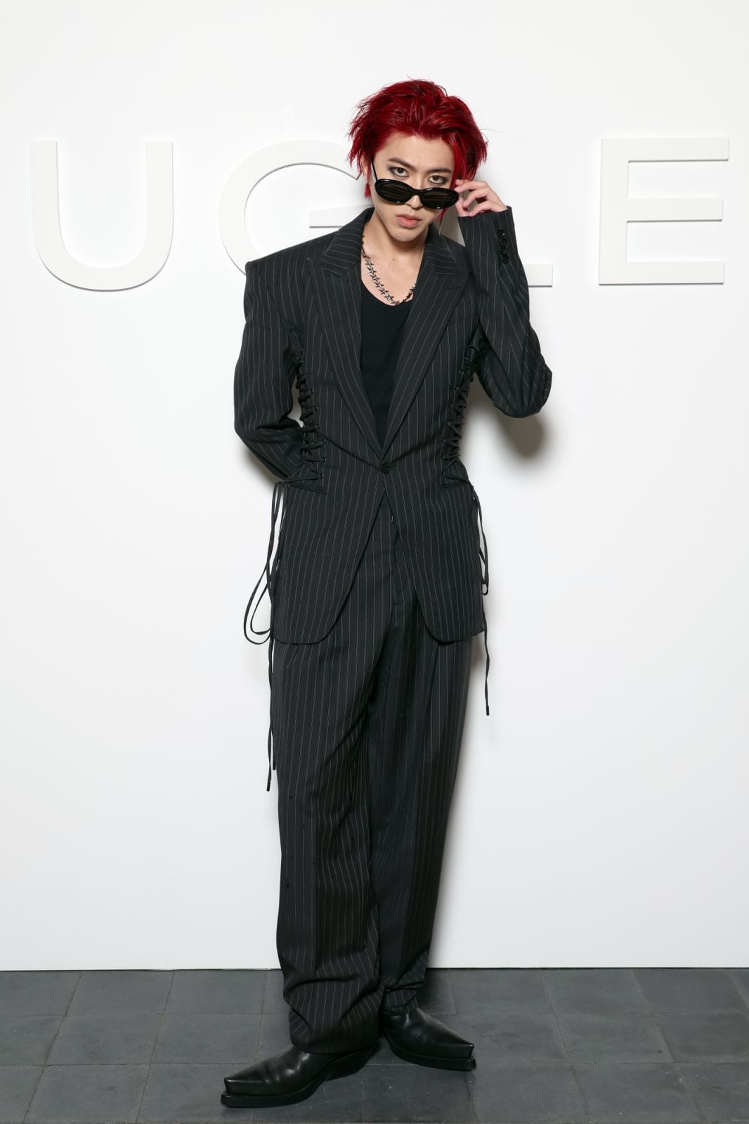 PARIS, FRANCE - SEPTEMBER 26: (EDITORIAL USE ONLY - For Non-Editorial use please seek approval from Fashion House) Cai Xukun attends the Mugler Womenswear Spring-Summer 2025 show as part of Paris Fashion Week on September 26, 2024 in Paris, France. (Photo by Pascal Le Segretain/Getty Images)