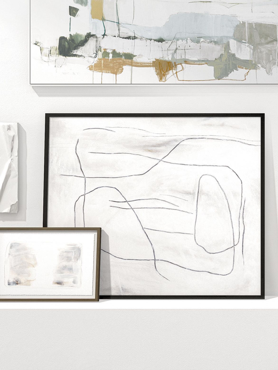 Good Things Framed White & Black Abstract Hand-Painted Wall Art