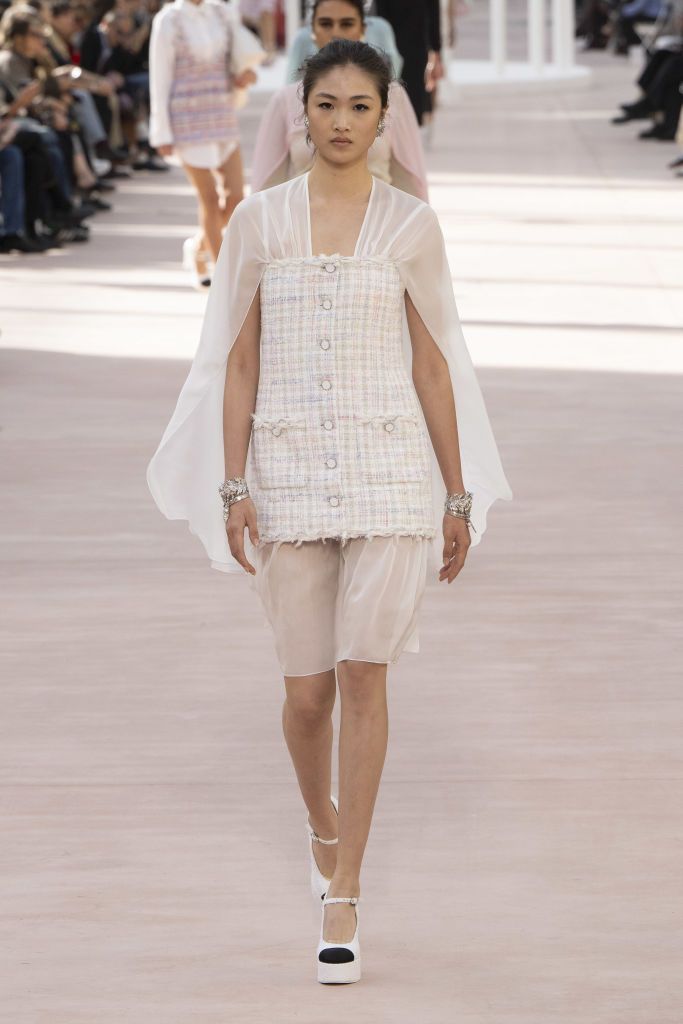 PARIS, FRANCE - OCTOBER 01: A model walks the runway during the Chanel Ready to Wear Spring/Summer 2025 fashion show as part of the Paris Fashion Week on October 01, 2024 in Paris, France. (Photo by Victor VIRGILE/Gamma-Rapho via Getty Images)