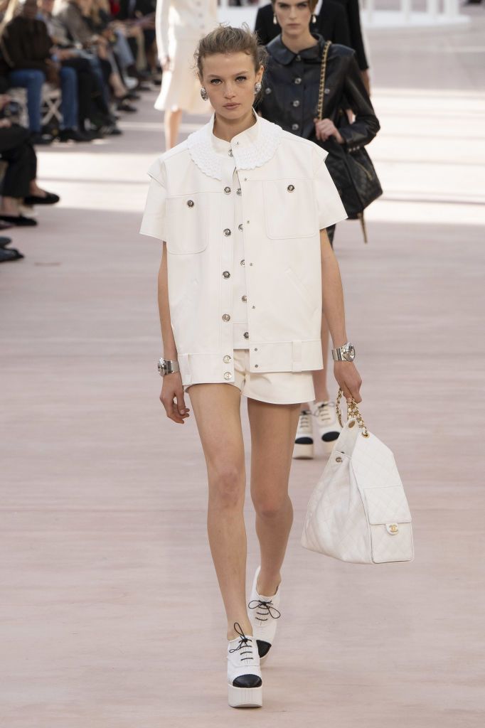 PARIS, FRANCE - OCTOBER 01: A model walks the runway during the Chanel Ready to Wear Spring/Summer 2025 fashion show as part of the Paris Fashion Week on October 01, 2024 in Paris, France. (Photo by Victor VIRGILE/Gamma-Rapho via Getty Images)