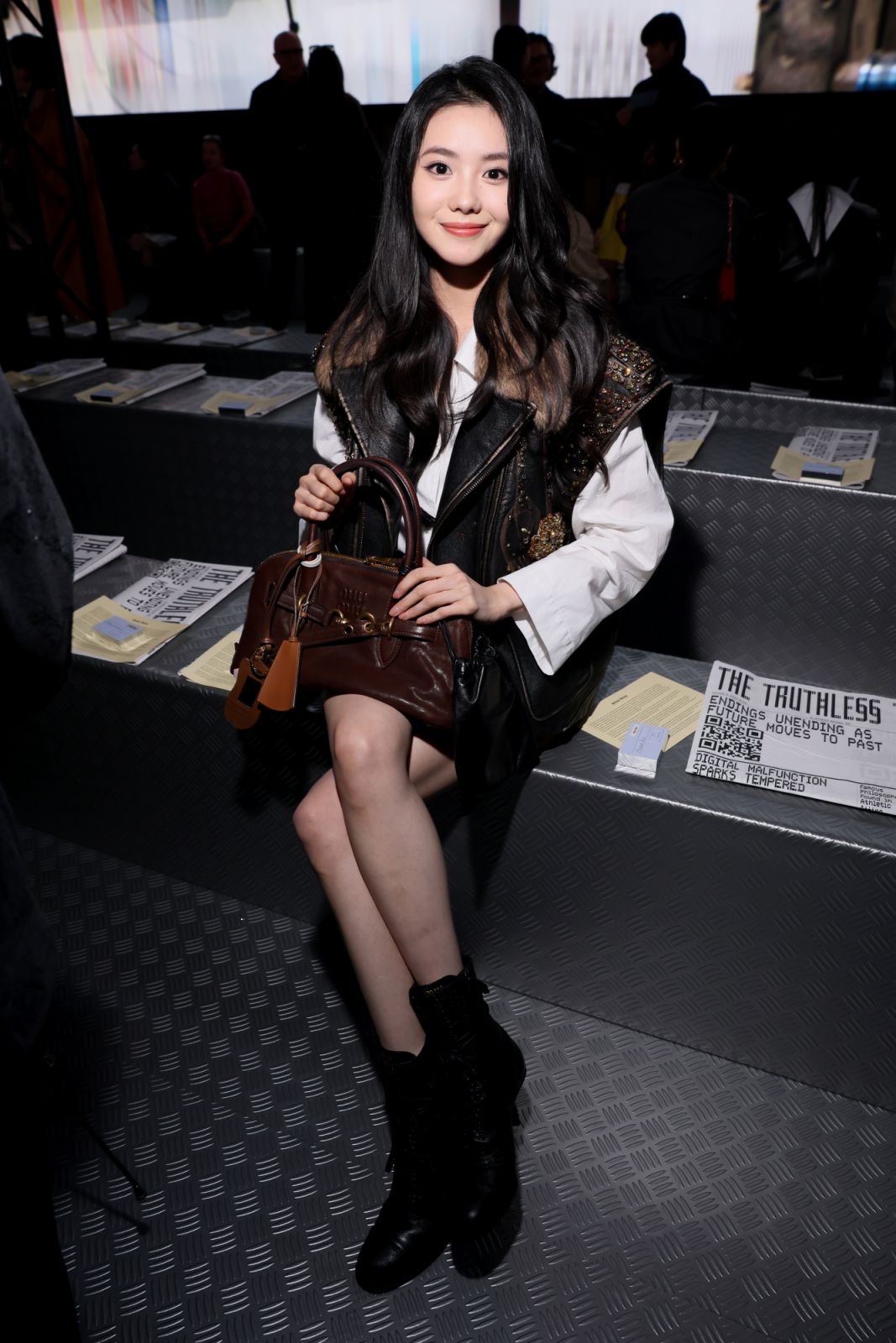 PARIS, FRANCE - OCTOBER 01: Liu Haocun attends the Miu Miu Paris Womenswear S/S 2025 show as part of Paris Fashion Week at Palais d'Iena on October 01, 2024 in Paris, France. (Photo by Victor Boyko/Getty Images for Miu Miu)