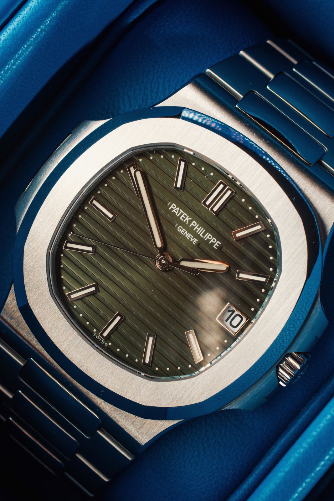 Patek Philippe Ref 5711 with olive green dial
