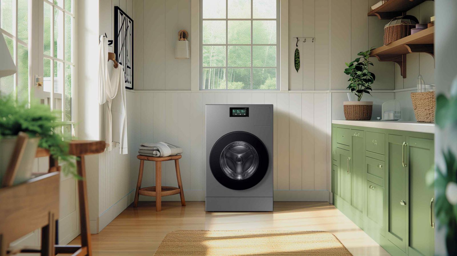 The Samsung Bespoke AI Laundry Combo washer dryer helps streamline laundry routine for modern households