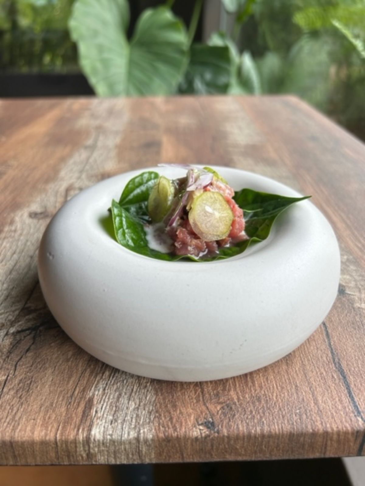 Mrs Saldo’s pop-up tuna with tuba, kamias and coconut espuma