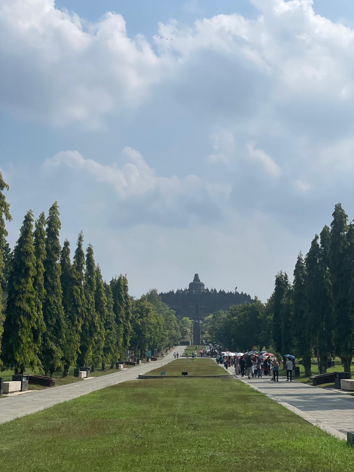 A path that leads to the temple of Borobudur, the largest Buddhist temple in the world