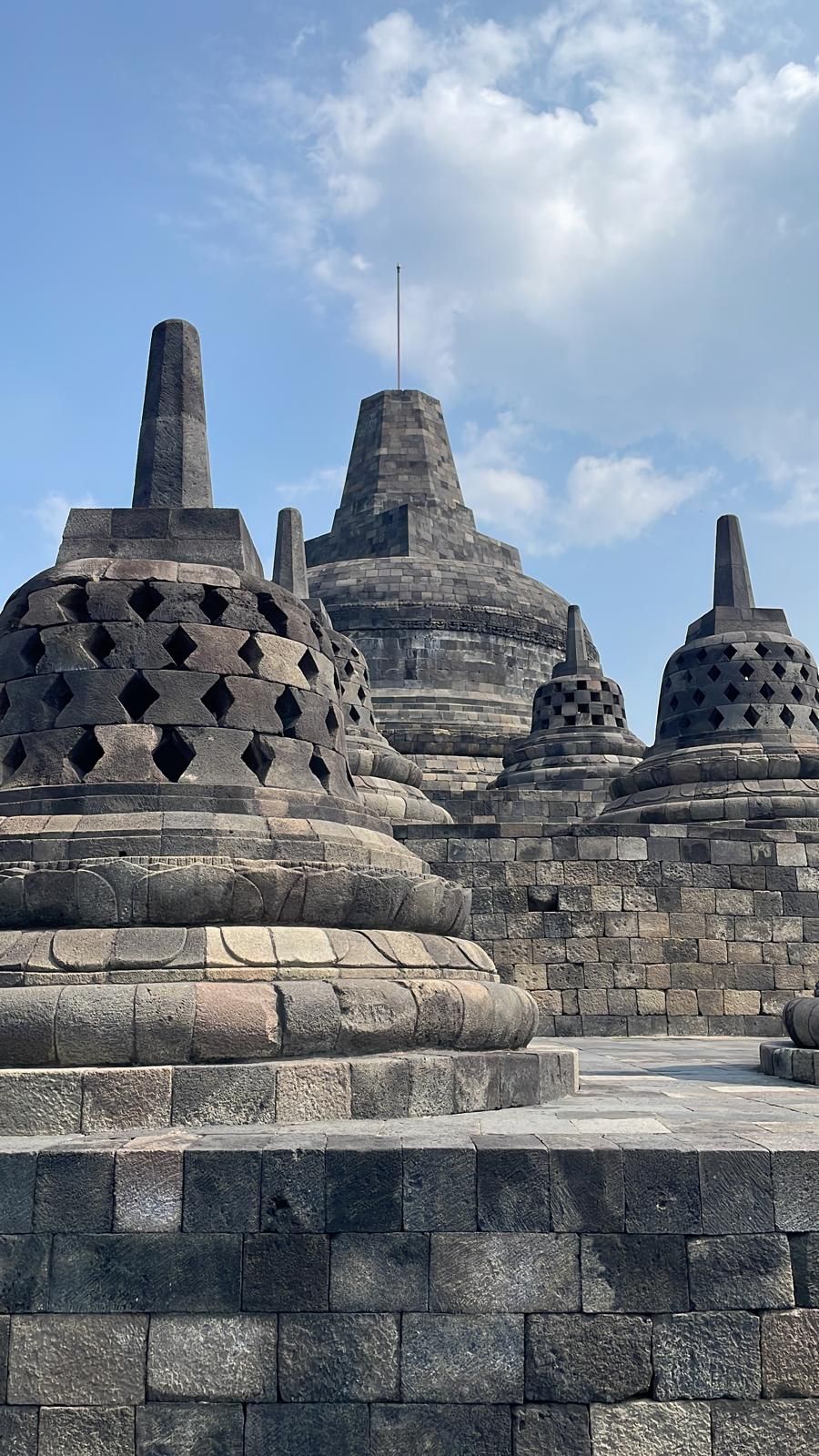 The bell-shaped stupas of Borobudur