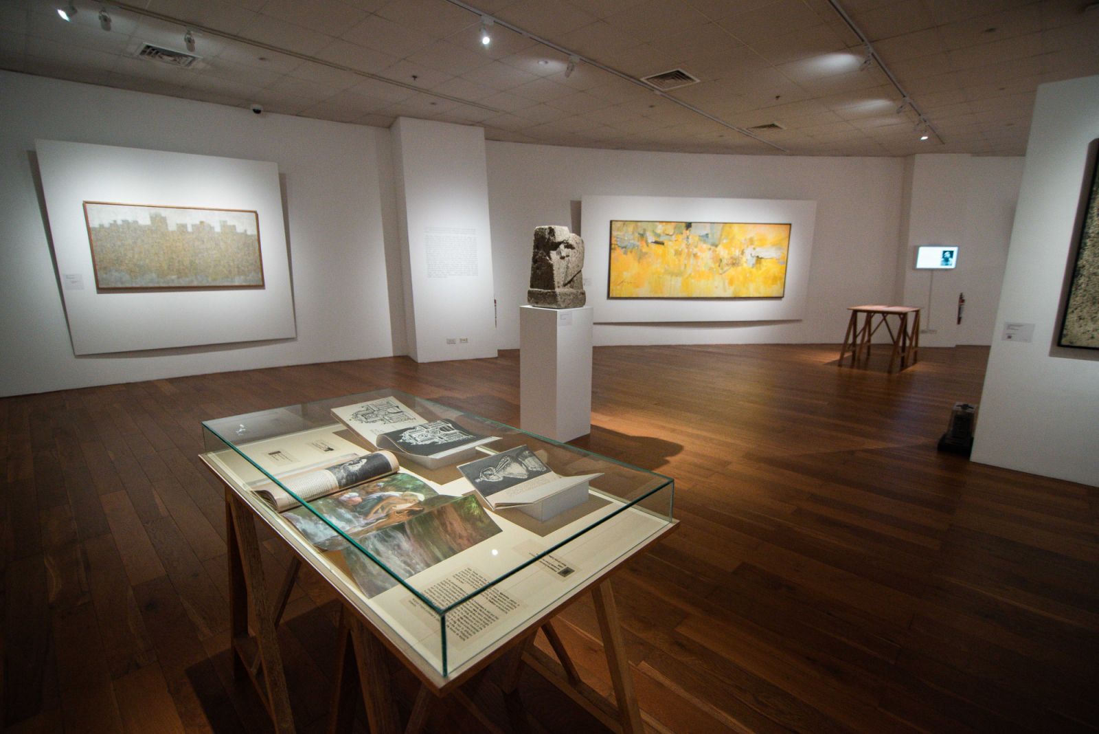 Installation shot of "A Synergy of Ventures: The Postwar Art Scene," on-view until 12 July 2024 at the Ateneo Art Gallery. (Photo: Clefvan Pornela)