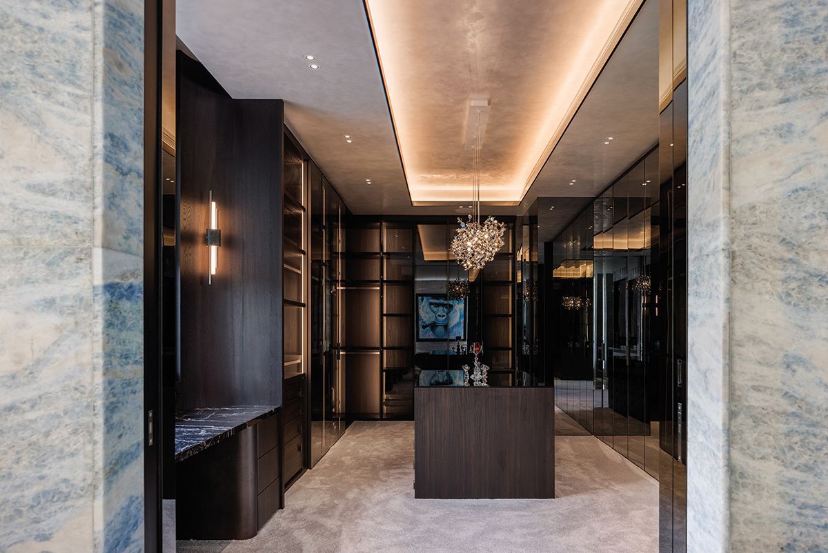 The well lit wardrobe space of Lab Architects' residential project in Singapore (Photo: Marq HQO)