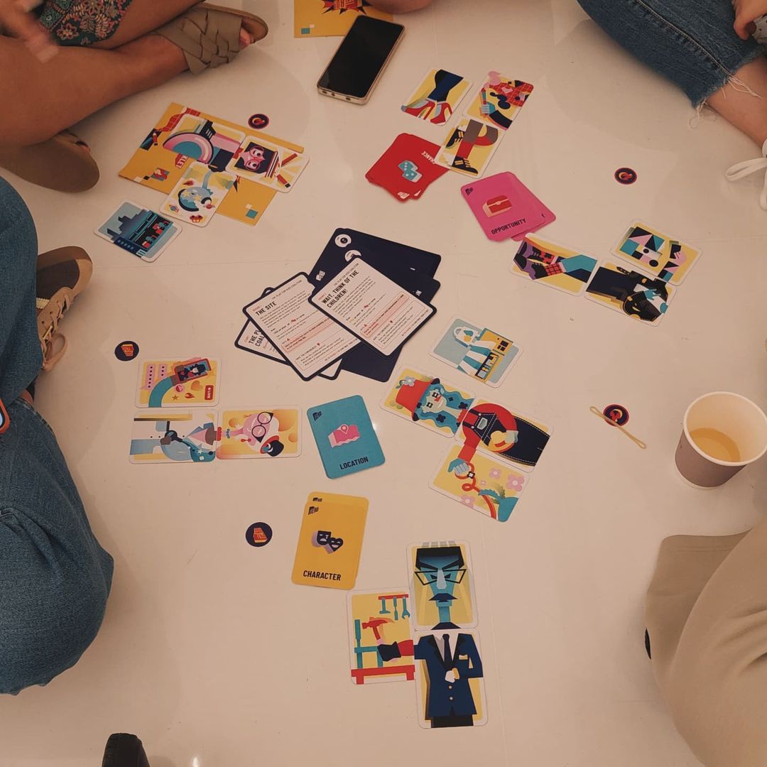 A close up of the cards on the floor when a group of guests are playing the game (Photo: Mark Teo and Vincent Siu/Instagram)