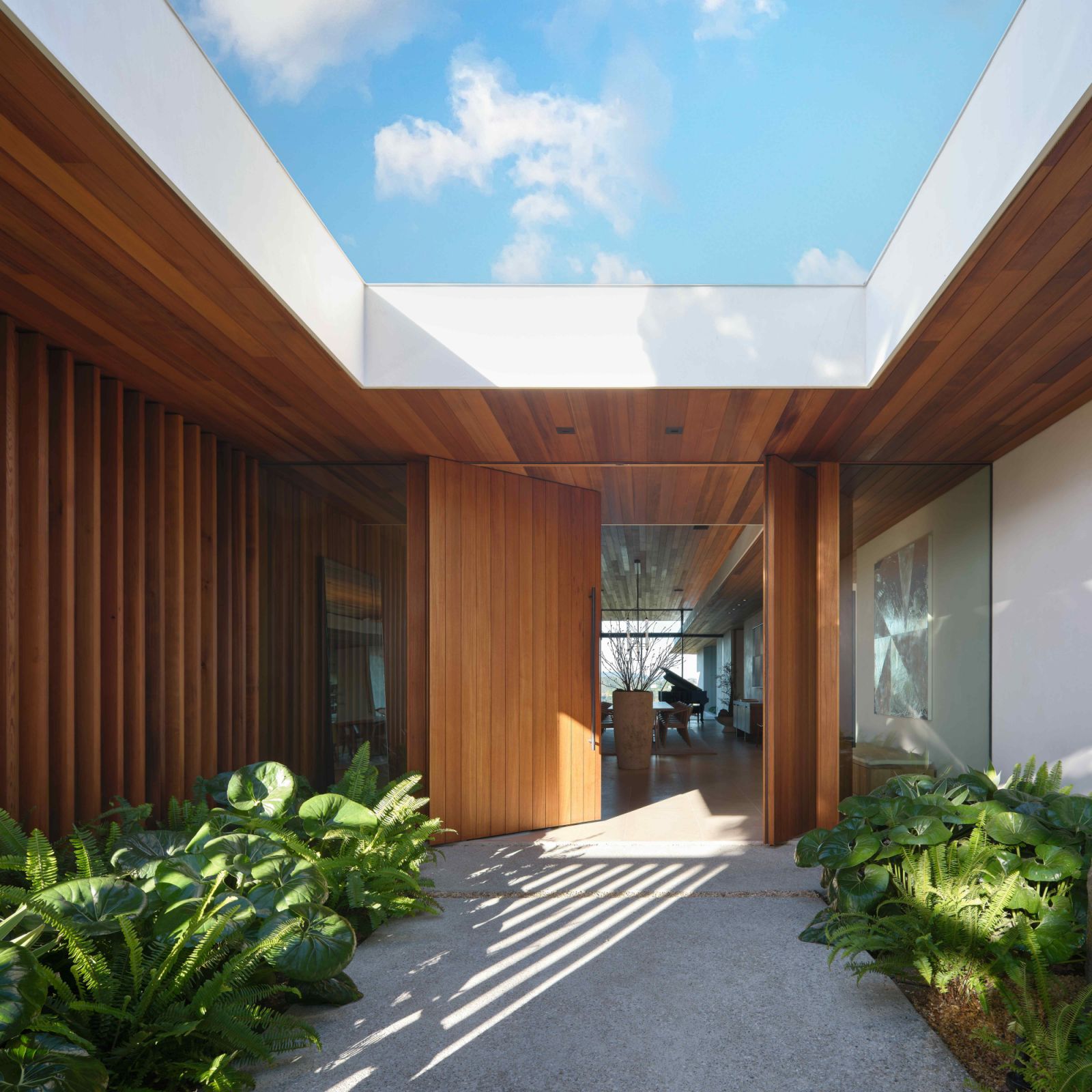 Extended overhangs expand the interior spatial volumes