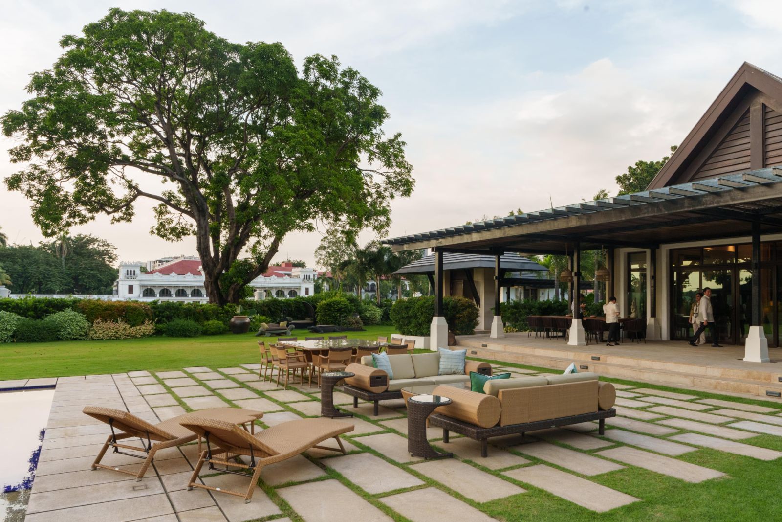 Bahay Pangulo's lanai area offers ample seating and a view of the Malacañang Palace (Photo by Ian Santos) (Photo by Ian Santos)