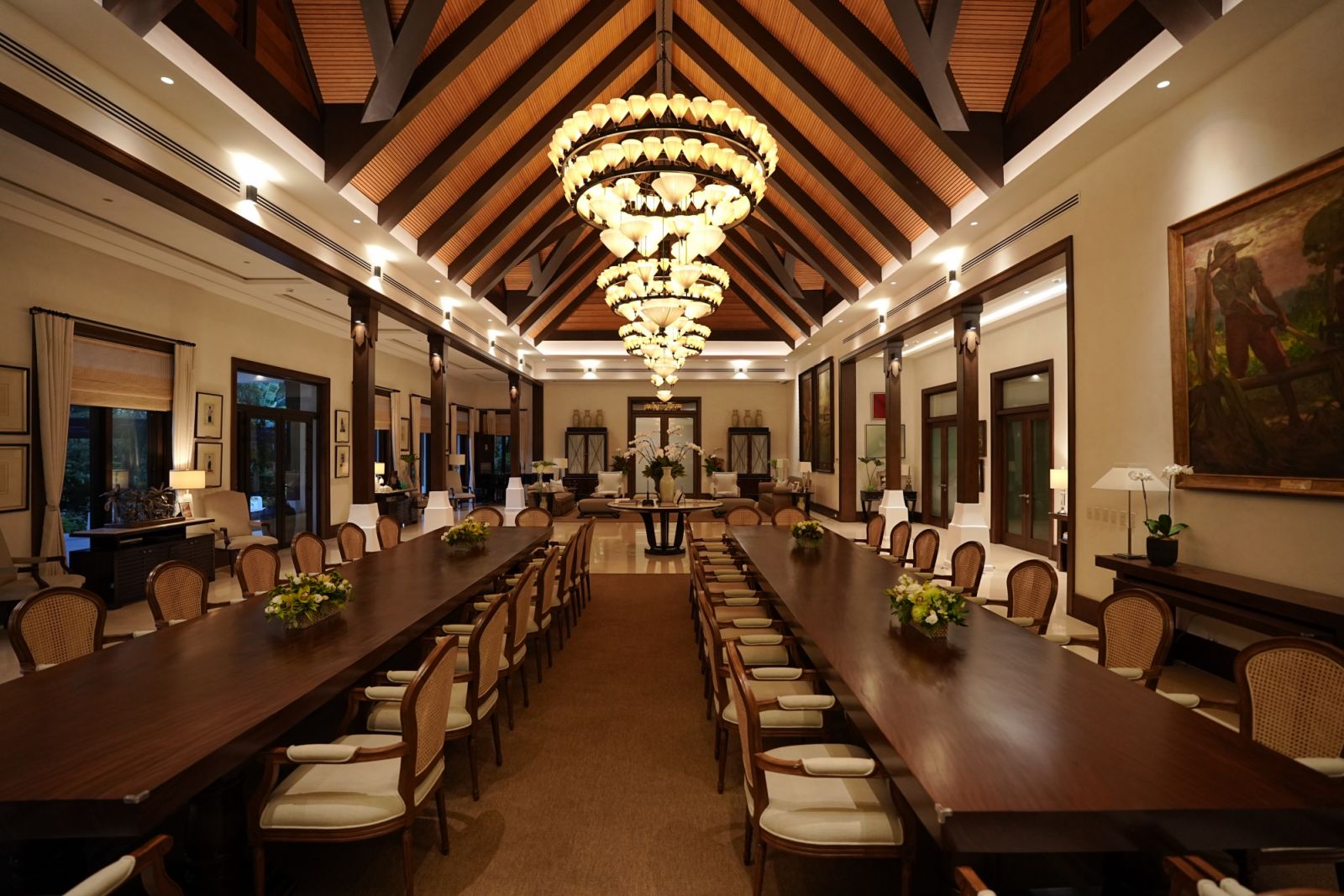 The dining and living space share the atrium-style space at the heart of Bahay Pangulo (Photo courtesy of the Office of the President)