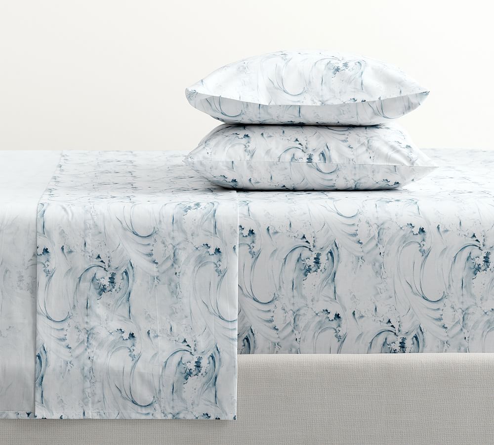 Pottery Barn Stinson Wave Percale Sheet Set