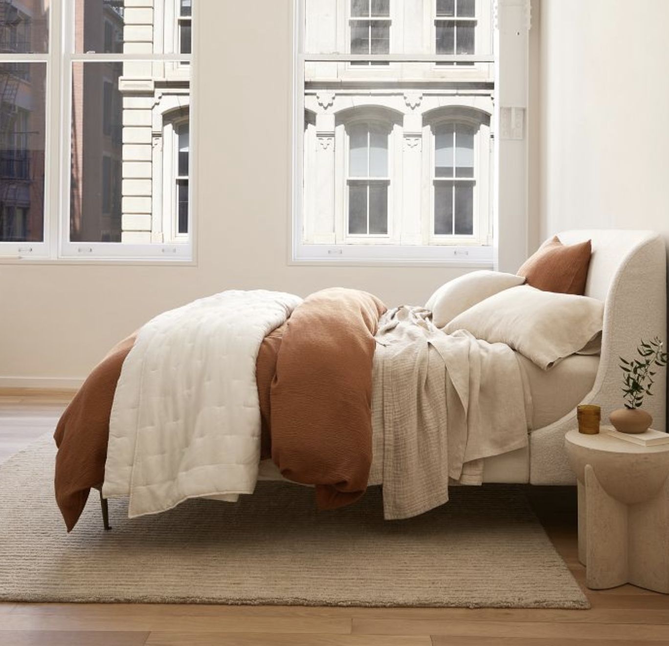West Elm Silky TENCEL & Cotton Matelasse Duvet Cover in Terracotta