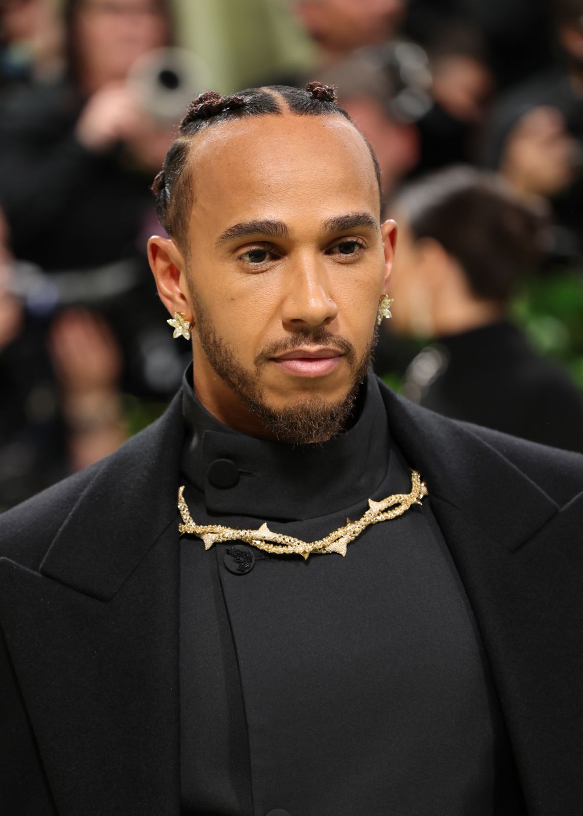 NEW YORK, NEW YORK - MAY 06: Lewis Hamilton attends The 2024 Met Gala Celebrating "Sleeping Beauties: Reawakening Fashion" at The Metropolitan Museum of Art on May 06, 2024 in New York City. (Photo by Aliah Anderson/Getty Images)