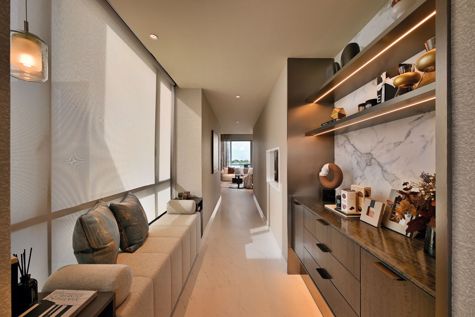 This corridor was transformed into a homely reading lounge