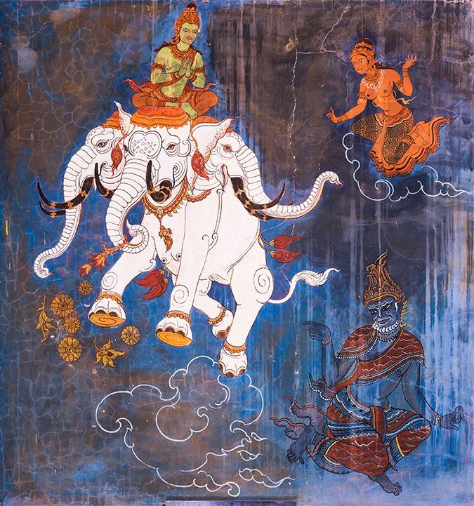 An artist paints Erawan, the elephant god (Photo: Erawan National Museum in Bangkok, Thailand)