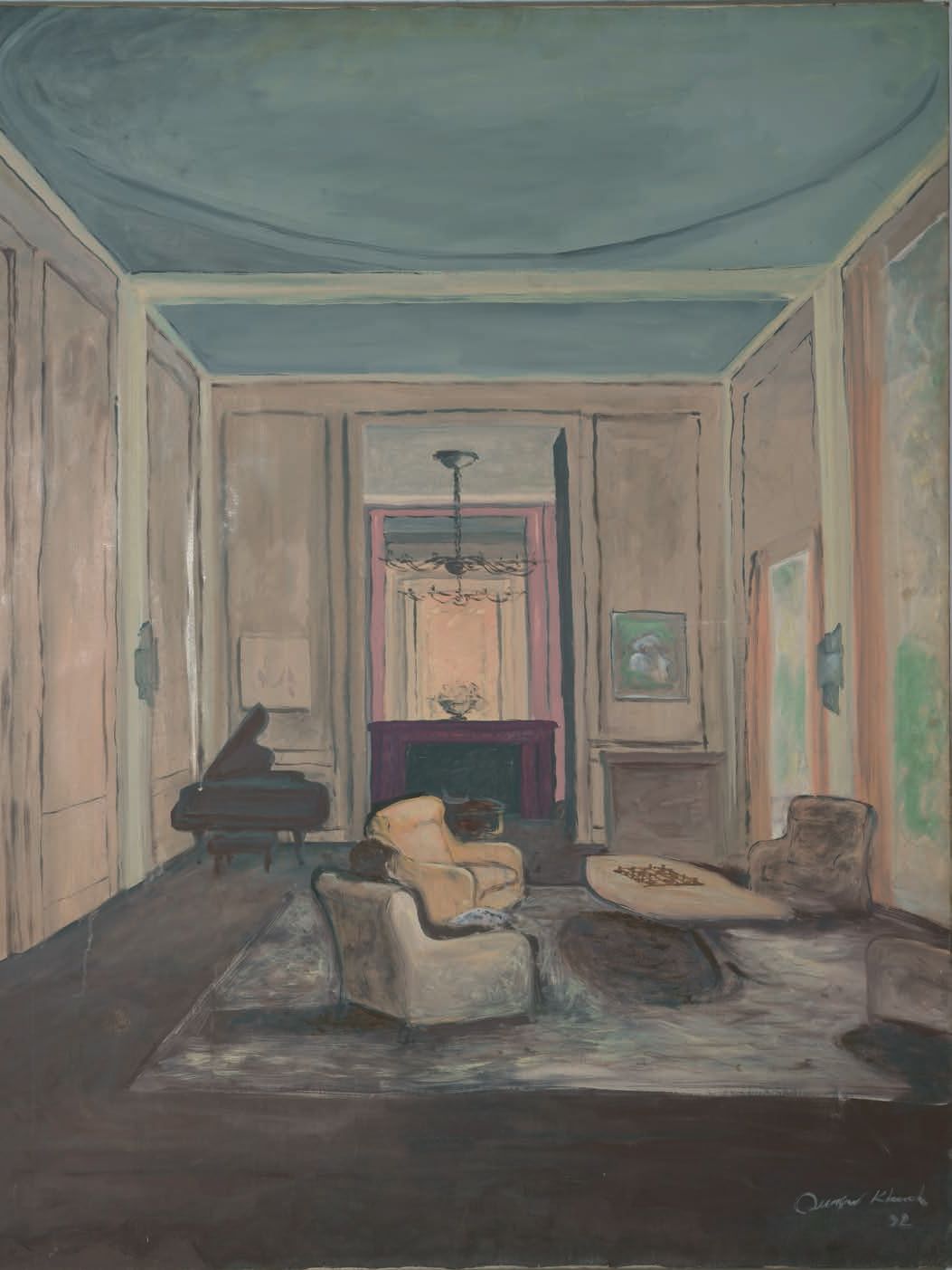 Quasar Khanh's painting shows the interior of the house in Garches, built by Charles Perret