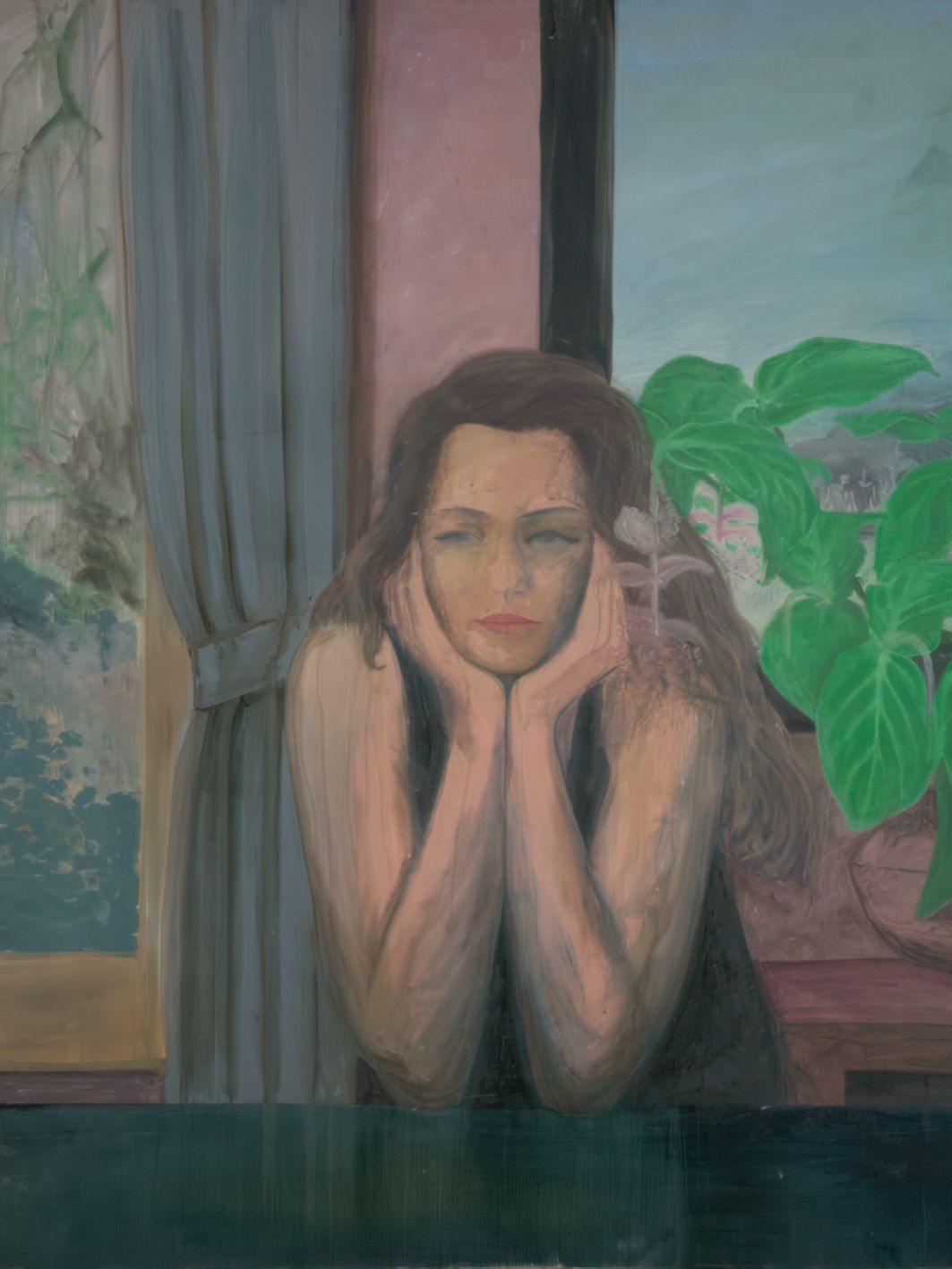 Portrait of Michèle DeAlbert painted by Quasar Khanh in the early 90s